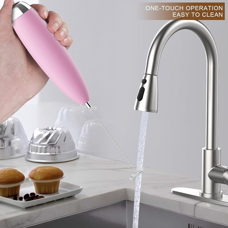 Anteday Frother Handheld for Coffee, Milk Frother Upgraded Matcha Whisk Drink Mixer Electric Mini Whisk Hand Mini Foamer Coffee Mixer for Lattes Cappuccino Frappe Matcha Hot Chocolate, Pink - Image 4